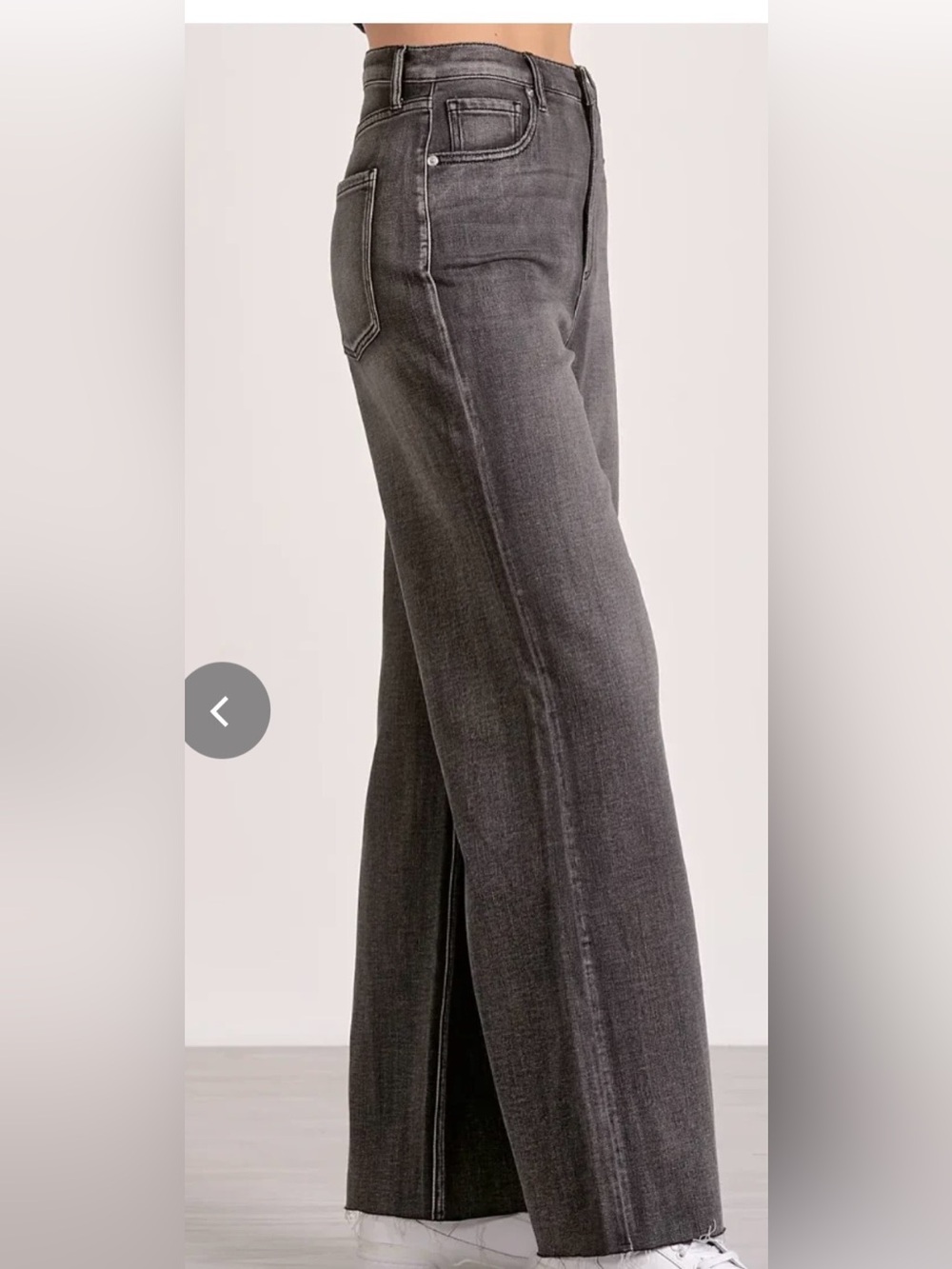 NWT Elan Black Wash Wide Leg Jeans Raw Hem High Rise Denim Medium - Picture 2 of 9